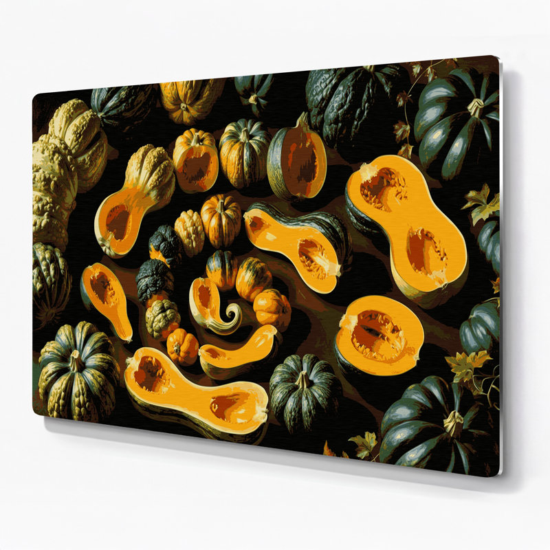 Légumes, art mural brun en métal à la courge kabocha, H 12 po x l 18 po
