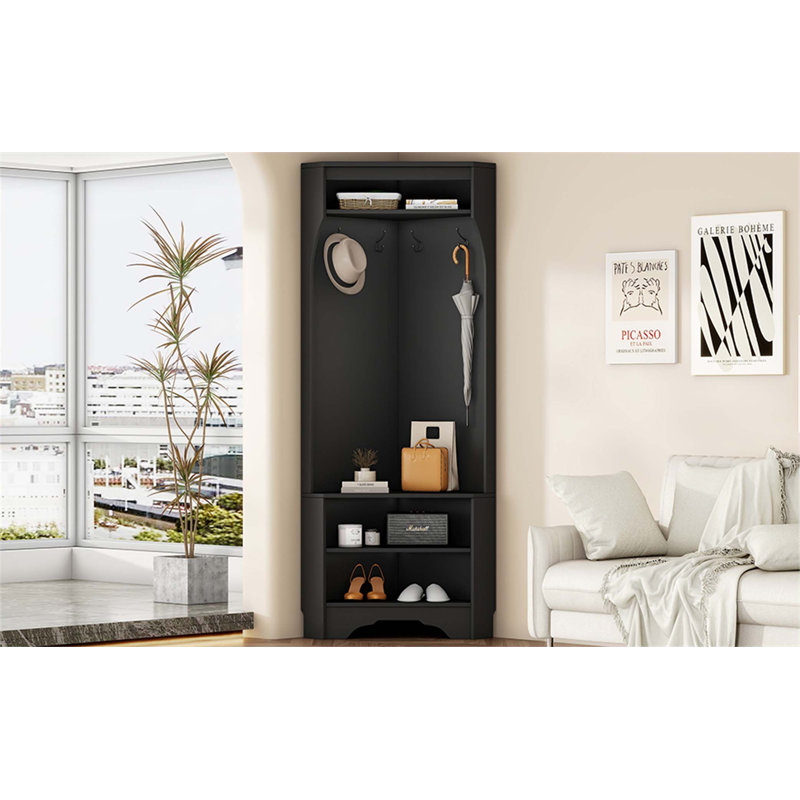 Arbre d'entrée minimaliste avec banc à chaussures et portemanteau, conception compacte pour petits appartements, l 29,5 po x H 71,6 po