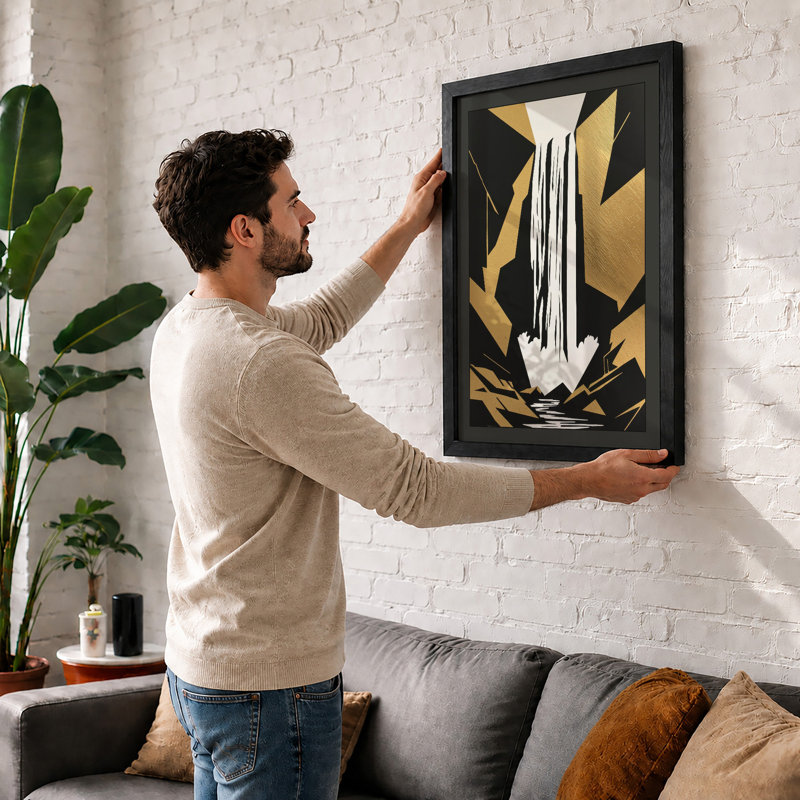 Geometric Waterfall Art Deco - Print, Black, A3 - 42.0 x 29.7 cm