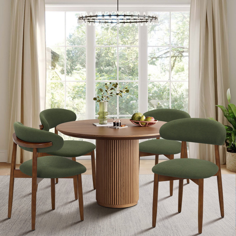 Chaise d'appoint rembourrée en bois massif, Vert