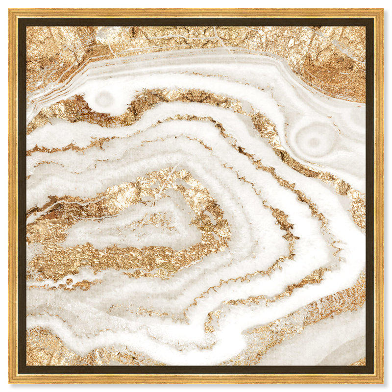 «Abstract Gold Agate Crystals» par Oliver Gal, reproduction d'art graphique sur toile tendue, H 30 po x l 30 po, Or