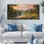 Ensemble de 3 tableaux sur toile représentant un paysage de montagne avec rivière et ferme