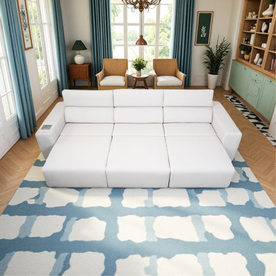 Fauteuil inclinable électrique avec chargeur sans fil, haut-parleurs et poche latérale. Extension du siège télécommandé, double commande pour tous les sièges, réglage manuel. Gris. Un cinéma maison confortable dans l'appartement 3.