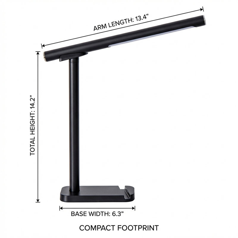 Lampe de bureau à DEL réglable à 360 ° avec port de charge USB, offrant 5 modes d'éclairage et une luminosité réglable, idéale pour la lecture, l'artisanat, le travail et l'étude