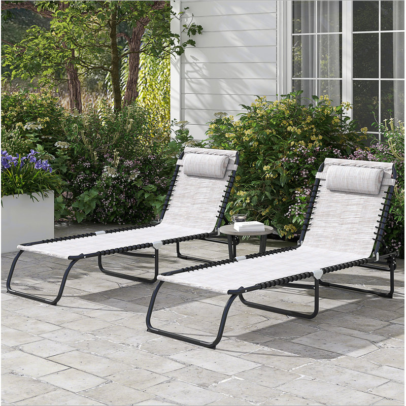Ensemble de 2 chaises longues pliantes Outsunny