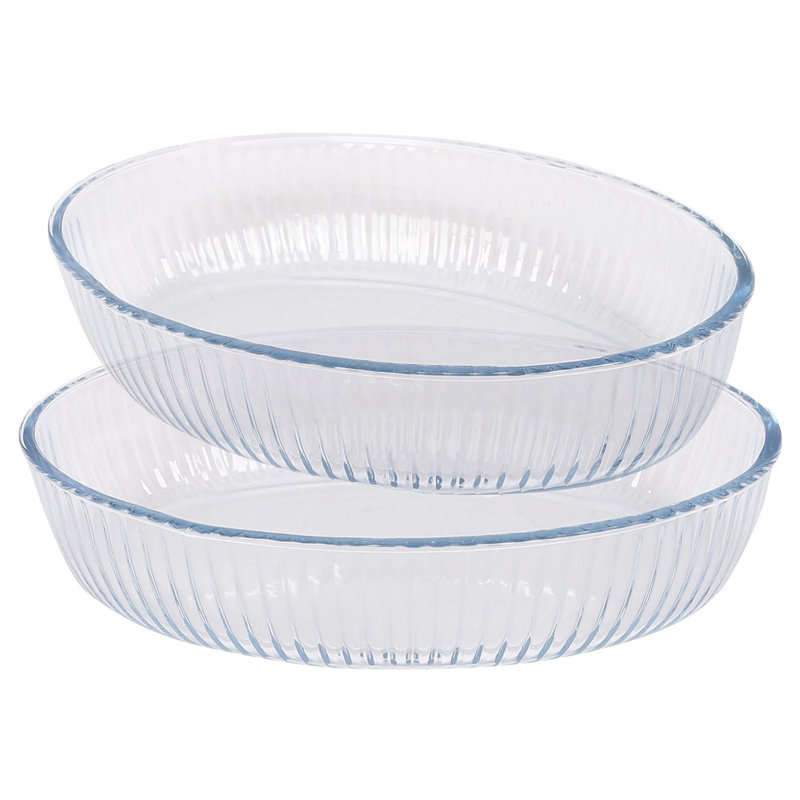 Argon Tableware - Optical Oval Glass Oven Dish Set - 2 Sizes