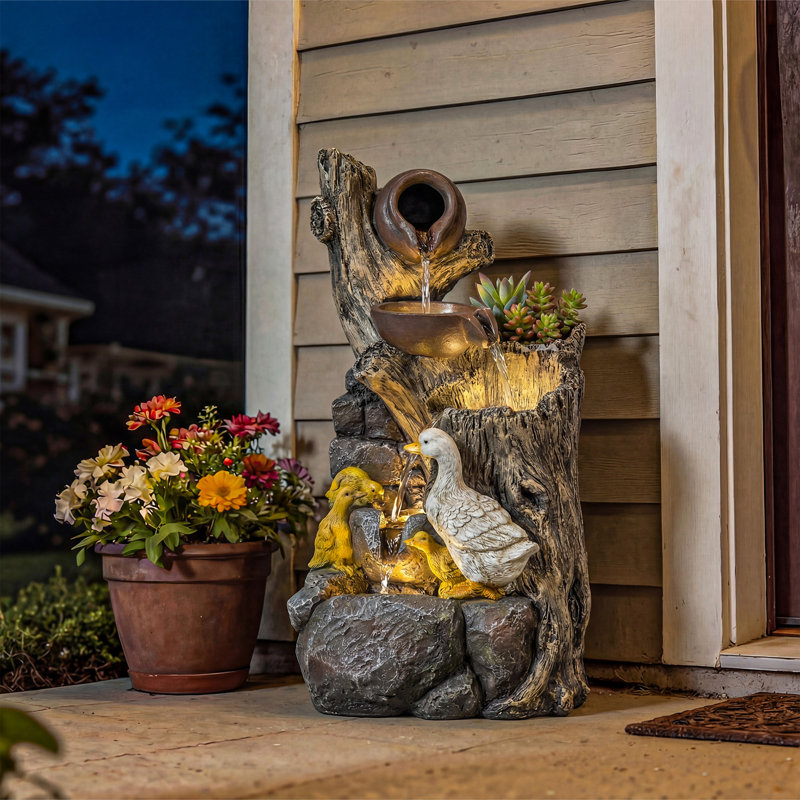 Outdoor Fountain with Lights
