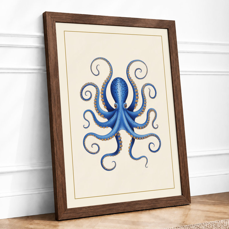 Study of Octopus Botanical - Framed Print, Walnut, A3 - 42.0 x 29.7 cm
