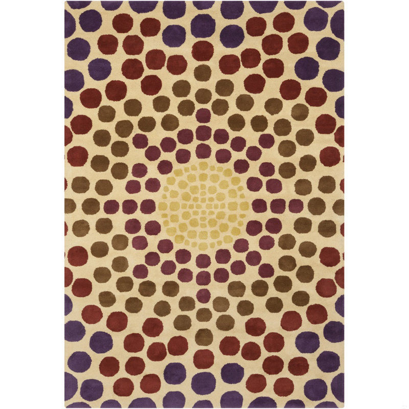 Tapis en laine touffeté à la main à motif de pois multicolores Ailey Authentic, 8 pi x 10 pi