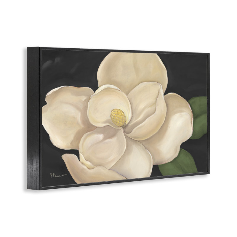 Estampe numérique Magnolia Grandiflora, design par Paul Brent, H 12 po x l 18 po, Giclée encadrée noir minuit