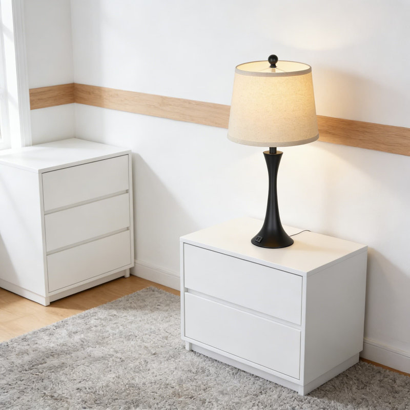 Modern Touch Control Table Lamp With USB A+C Charging Ports, 3-Way Dimmable LED Bedside Lamp For Living Room, Bedroom, Or Office, Easy Assembly Included