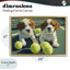 Cadre flottant pour chiots ludiques avec balles de tennis, design Imagine It Images-919724129-919724131