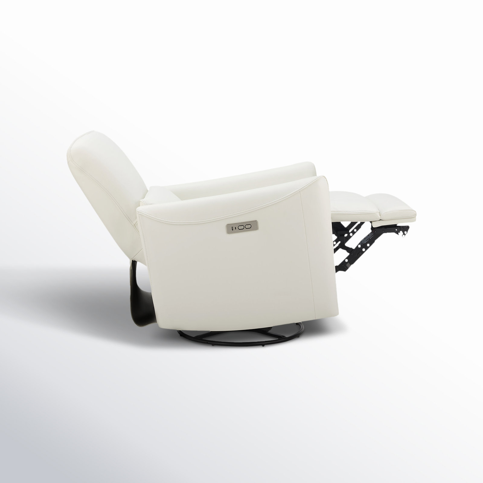 Santo 33" Genuine Leather Swivel Power Recliner, Impression White Top Grain Leather