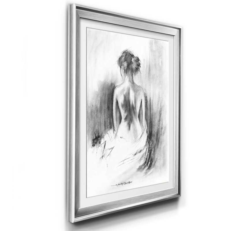 Soft Silhouette II - Reproduction de dessin de cadre photo, H 18,5 po x l 24,5 po x P 1,5 po, Argent