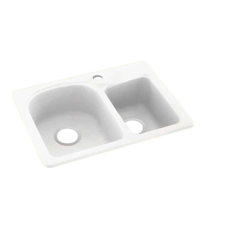 Évier de cuisine encastré à double cuve 25 "x 18" à surface solide, Bisque