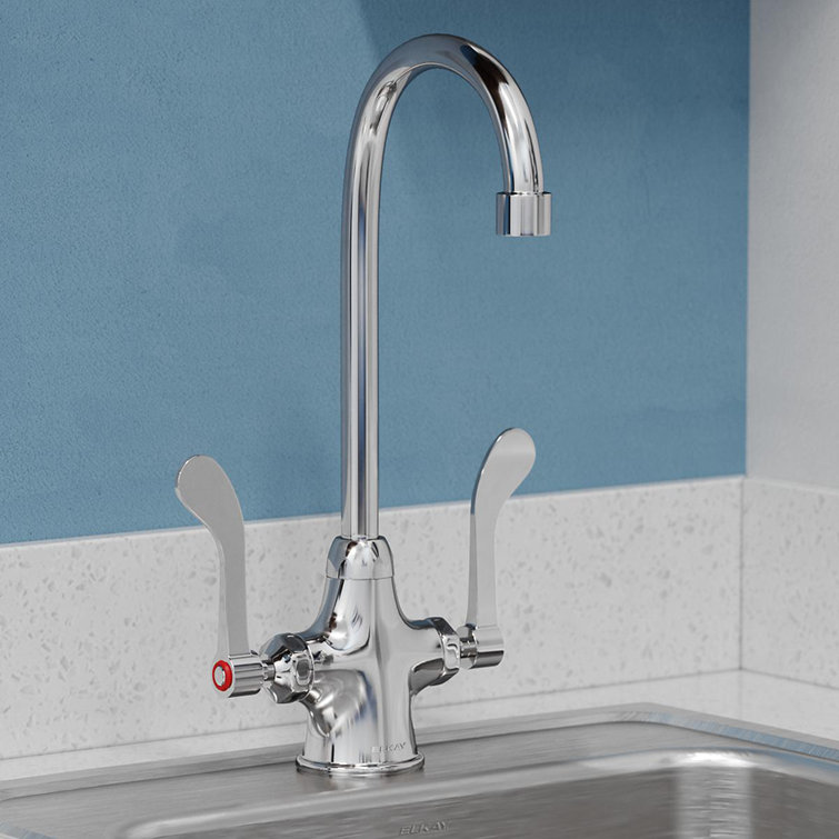 Pull Down Double Handle Kitchen Faucet With Deck Plate And Handles