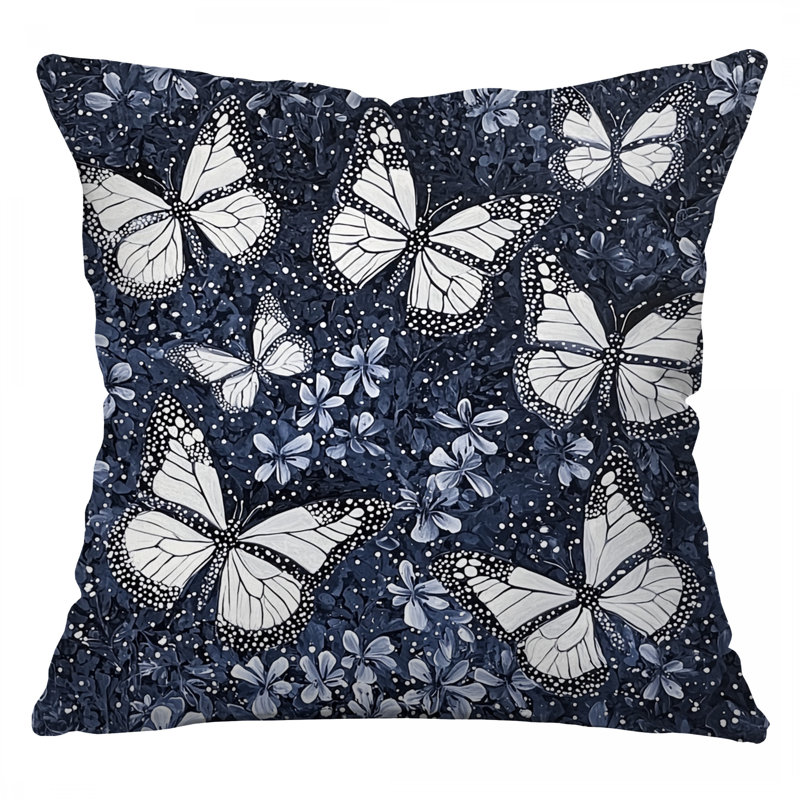 Coussin Butterflies, coussins en coton naturel, Carré 14 po