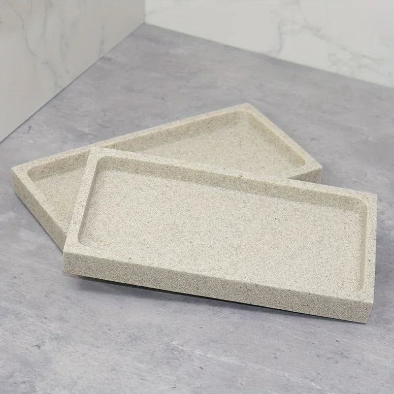 Tray - Bathroom Organizer White Small, Tan