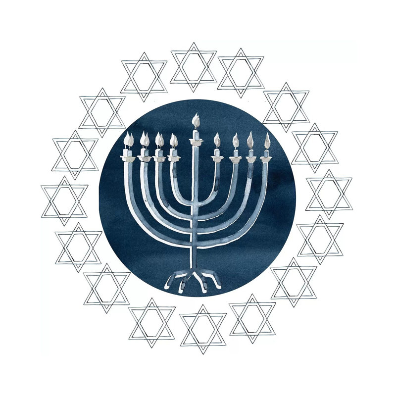 «Happy Hanukkah Collection F» par Grace Popp - impression, Toile tendue, Pas de tapis, H 12 po x l 12 po x P 1,5 po