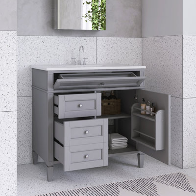 Meuble-lavabo de 36 po avec lavabo supérieur et tiroir basculant