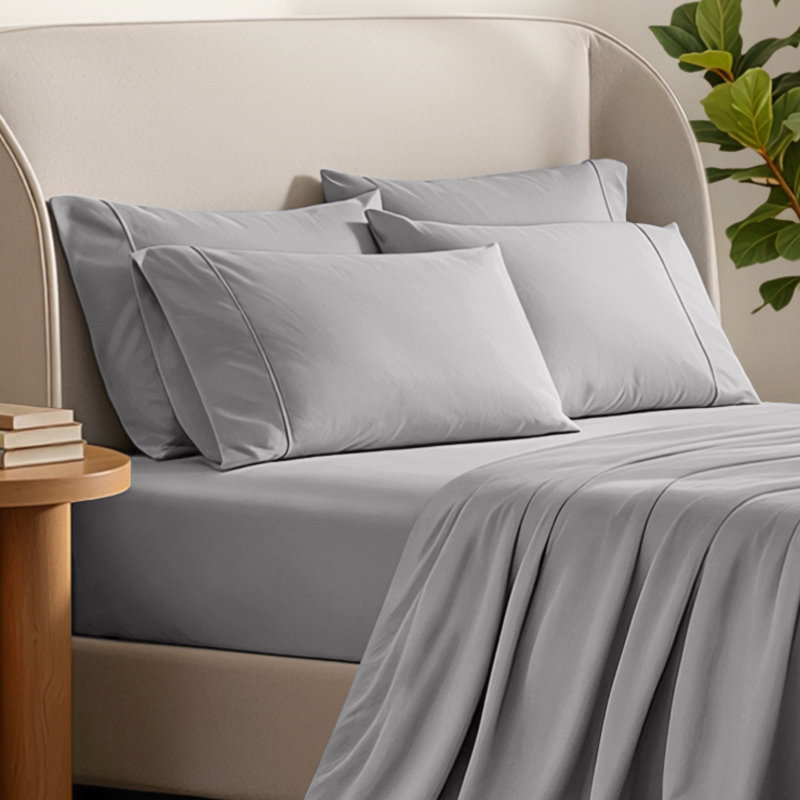 Ultra-Soft Microfiber Pillowcase, Light Gray, 4 King Pillowcases