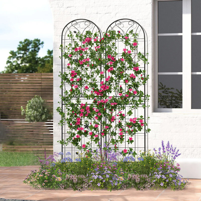  Panneaux arqués en treillis de jardin en métal 86,7 po x l 19,7 po pour vignes grimpantes