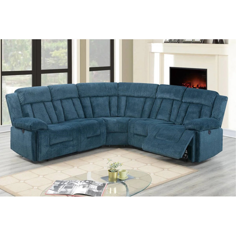 Canapé modulaire inclinable 102 po, Chenille bleu foncé