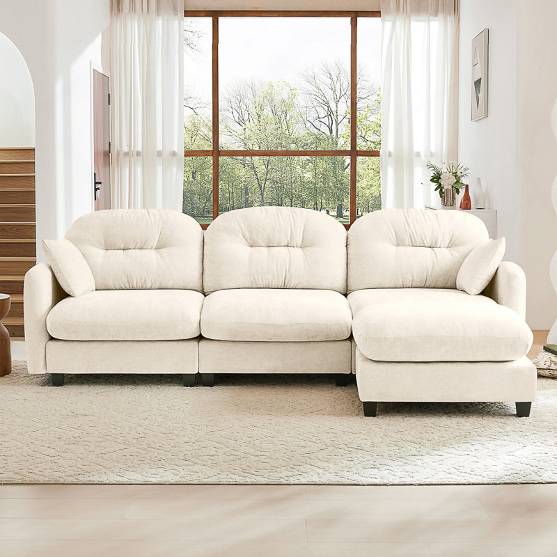 Modular Sectional L Shaped Couch With Ottoman, Premium Chenille Fabric,Tufted Cushion Backrest Design,Ergonomic Design Easy Install