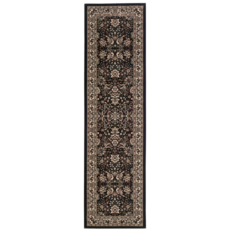 Tapis noir / ivoire Shelburne, Tapis de couloir 2 pi 3 po x 7 pi 9 po