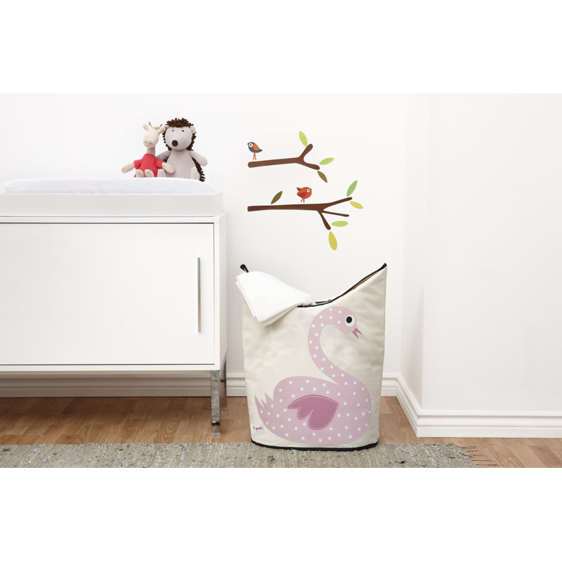 3 Sprouts - Baby Laundry Hamper  - Storage Basket Organizer Bin for Nursery - Swan
