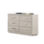 Commode 1 pièce à 6 tiroirs gris clair en acacia massif de style transitionnel avec glissière latérale en métal