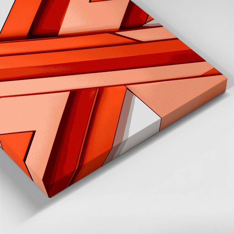 «Geometric Abstraction 78», art mural sur toile rouge, H 12 po x l 12 po