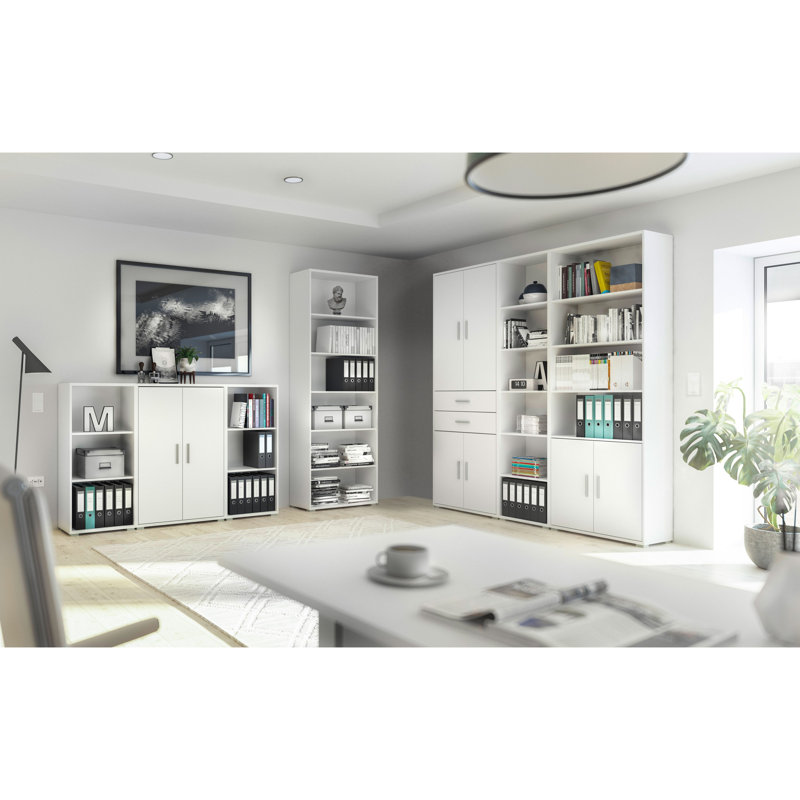 OFFICE LINE 220cm H Engineered Wood Standard Shelf Bookcase, 220cm H x 52cm W x 35cm D., White