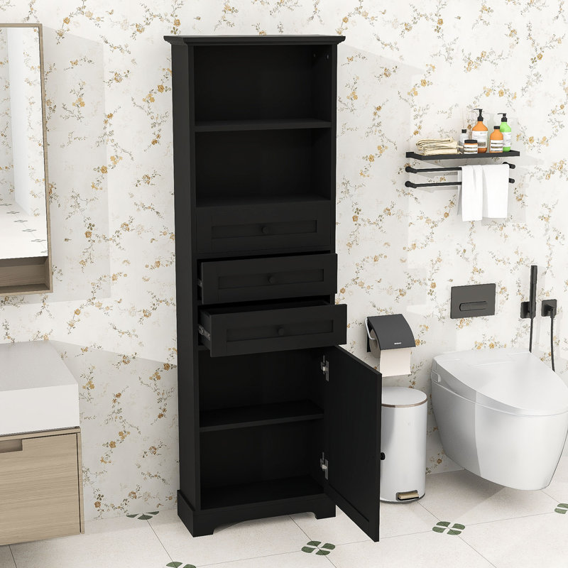 Grande armoire de salle de bain avec 3 tiroirs et tablettes réglables