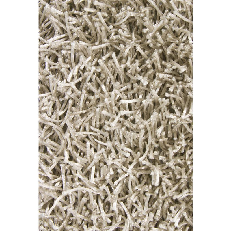 Heston Authentic Hand Woven Handmade Silver Modern Abstract Polyester Shag Area Rug, Rectangle 4' x 6', Gray/Silver