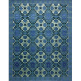 Capistrano Oriental Area Rug in Cobalt/Mint Green/Black