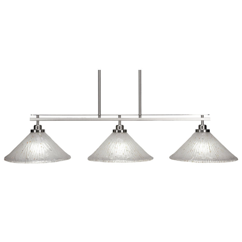 Luminaire pour îlot de cuisine 3 lumières Odyssey, Gris clair, H 8,75 po x l 44,5 po x P 12 po, Nickel brossé