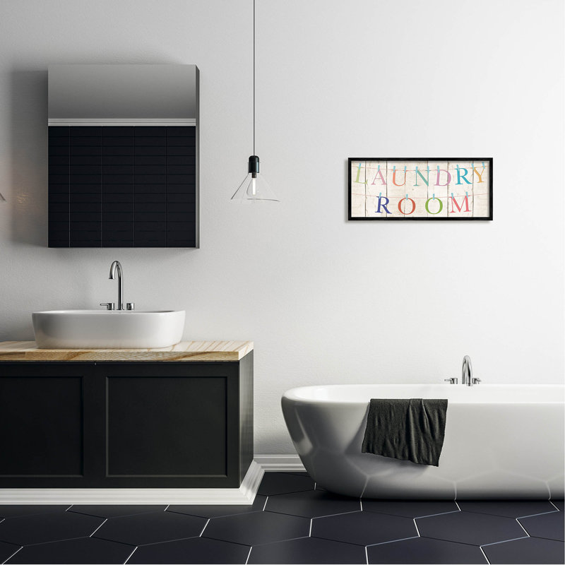 Blanchisserie, planche à linge, planche, art giclée par CAD, Cadre noir, H 10 po x l 24 po x P 1,5 po