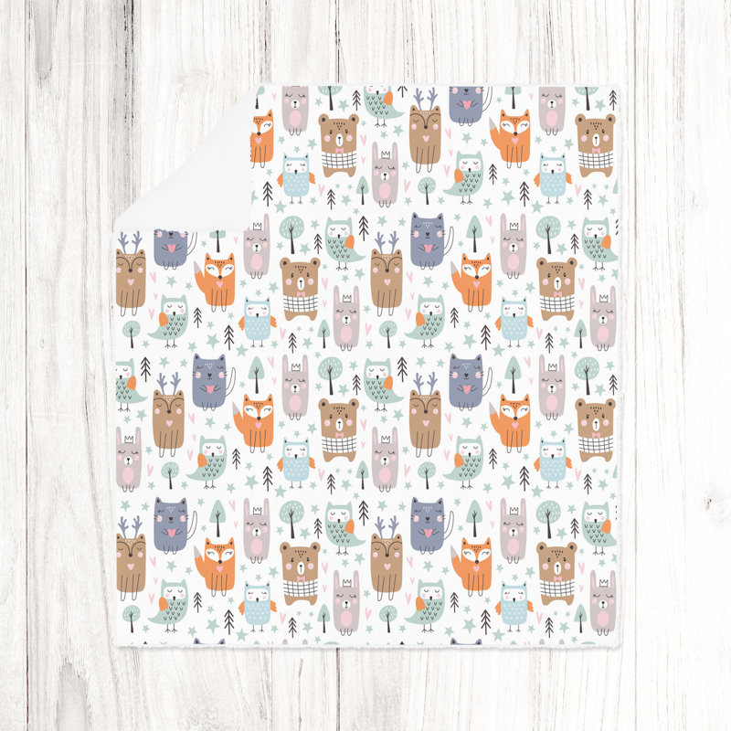Throw Blanket, 51" W x 60" L, Animal Print/Abstract, Orange/Brown/Blue