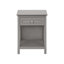 Table d'appoint en placage gris avec rangement à 2 niveaux et tablette inférieure pour chambre ou salon, fini placage, tiroir.