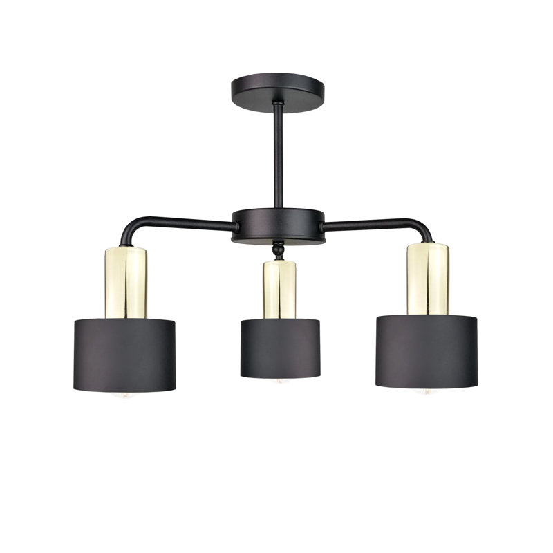 Semi Flush Mount, Black/Gold