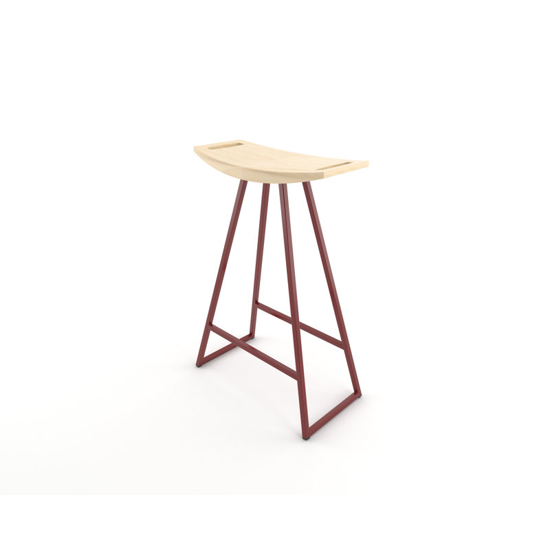 Robert Counter Stool with Metal Frame, Maple, Counter Stool (24" Seat Height), Blood Red
