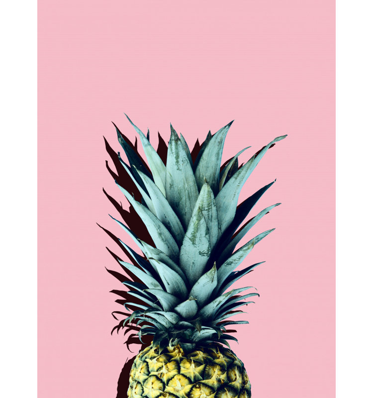 "Pineapple art 1", art mural texturé encadré, Cadre noir, H 14 po x l 10 po