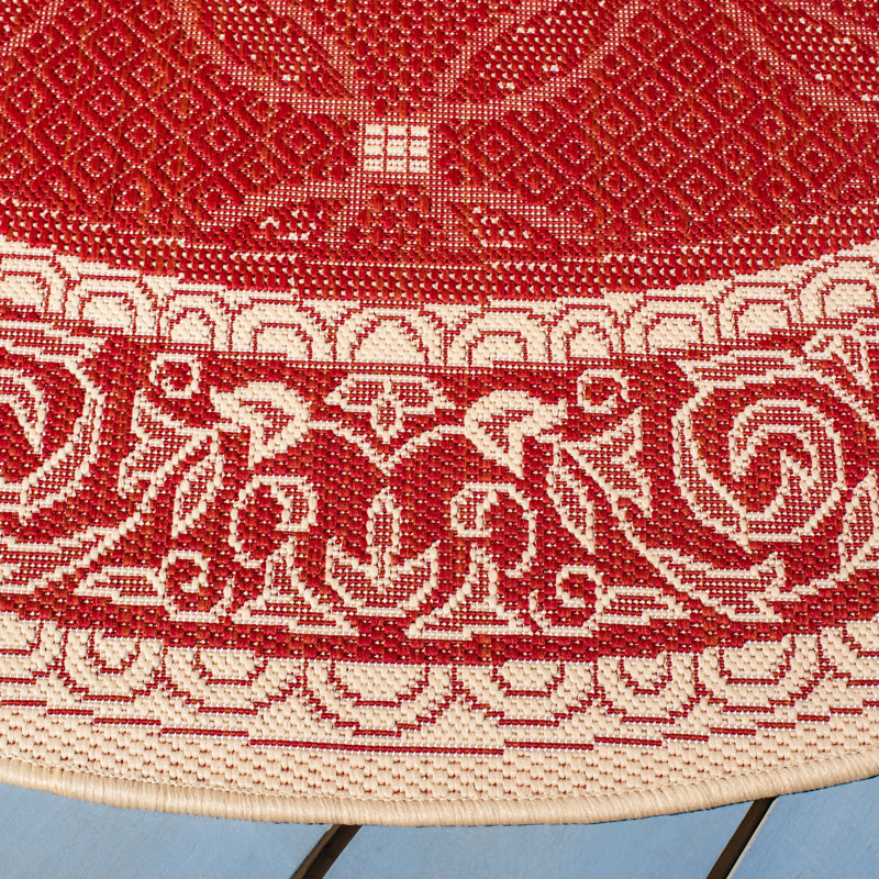 Herefordshire Performance Geometric Indoor/Outdoor Area Rug, Round 5'3"
