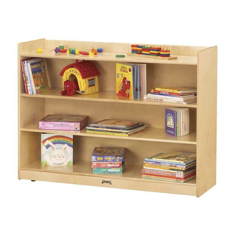 Adjustable Kids' Light-Brown Wooden Mobile Bookcase with Lip
