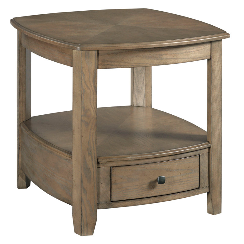 Transitional Brown Solid Wood Rectangular End Table with Storage