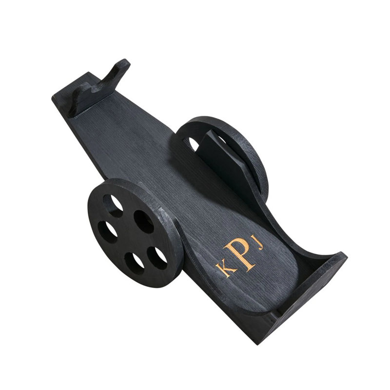 Porte-bouteilles de table en bois massif noir pour 1 bouteille Jenn