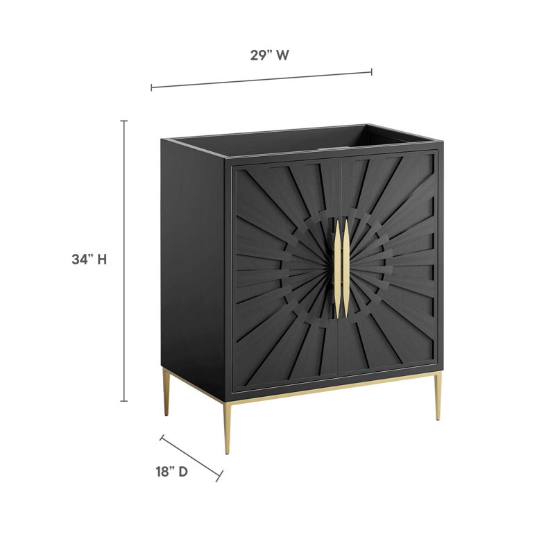 Awaken Black and Gold 30" Modern Bathroom Vanity Cabinet