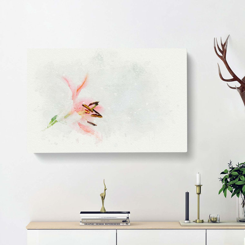 Portrait Of A Pink Lily In Abstract - Wrapped Canvas, 60cm H x 91cm W x 3cm D