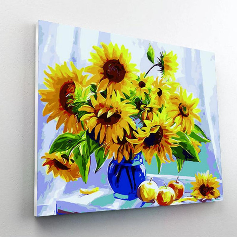 «Sunflower Vase», ensemble de 6 reproductions d'art sur toile sans cadre